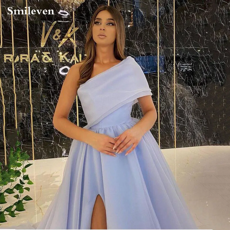 Длинное вечернее платье Smileven из органзы с одним открытым плечом разрезом сбоку
