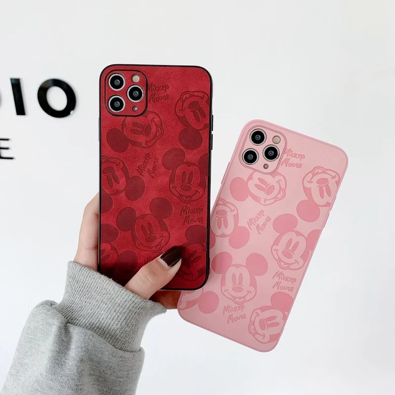 Disney Mickey Case for IPhone 12 Pro Max 11 7 8Plus SE2 X XS XR Cartoons Print Covers Skin Feel Leather Mobile Phone Accessories | Игрушки и