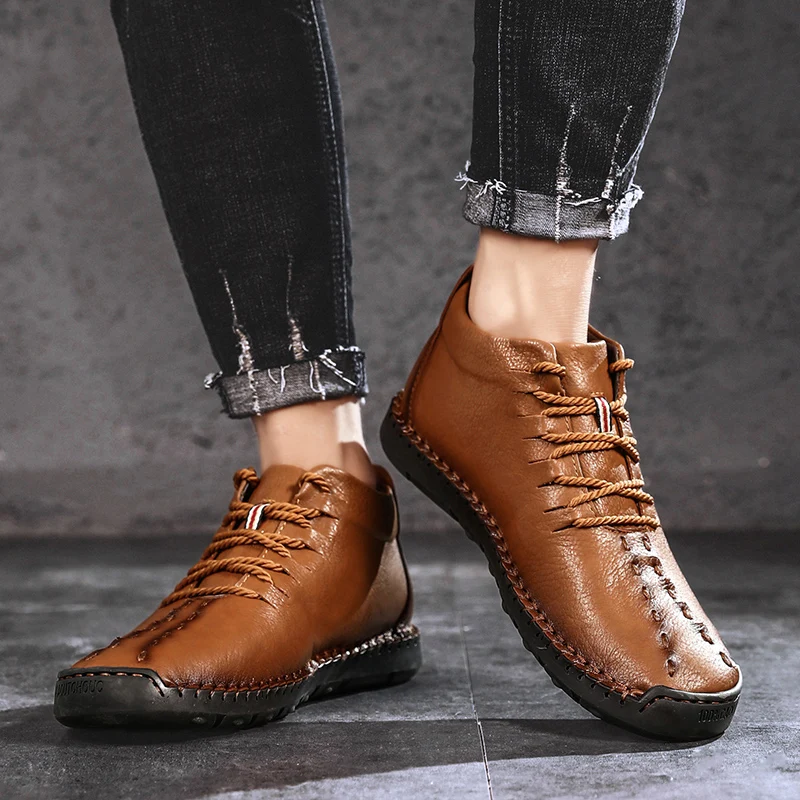 Мужские кроссовки из микрофибры теплые Полуботинки дышащие с мехом для прогулок