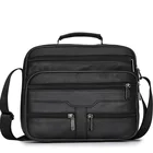 Сумка-мессенджер Мужская, из натуральной кожи, на молнии, Черная