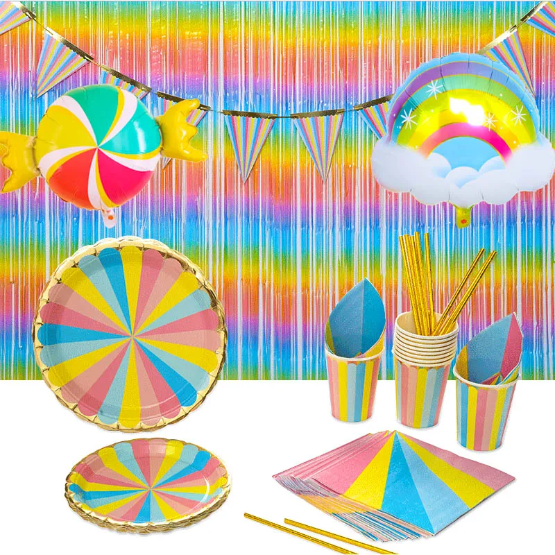 Одноразовая посуда бумажная тарелка соломинки для детей день рождения свадьба