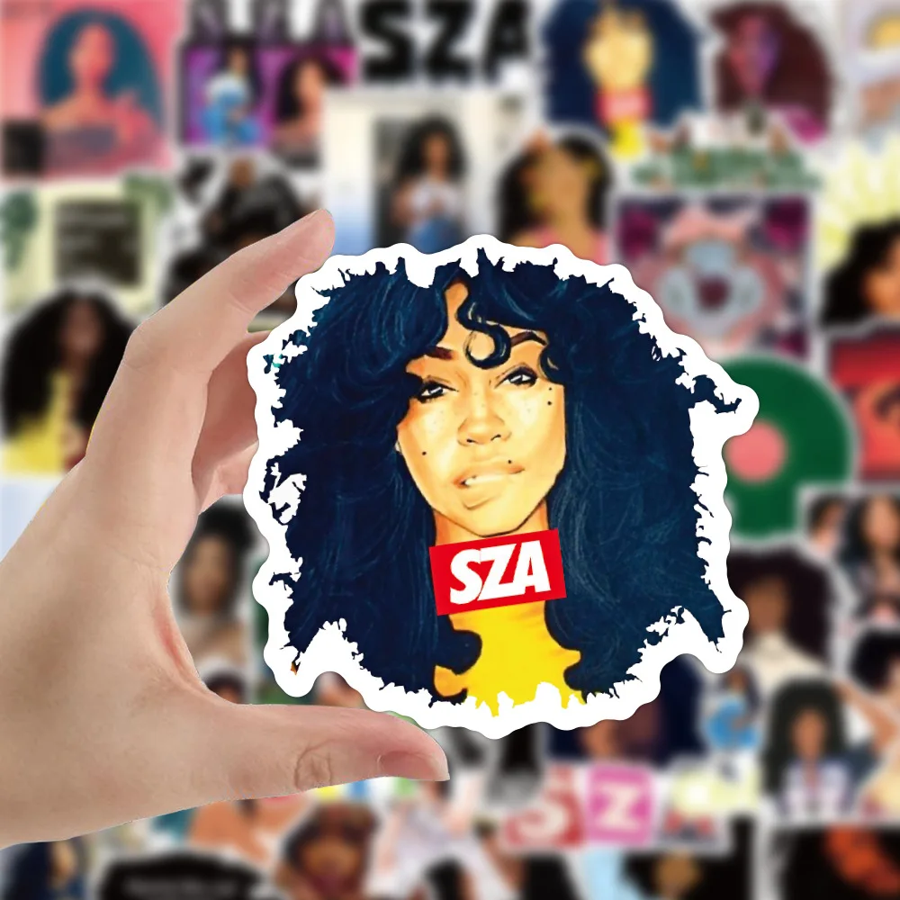 Pegatinas de cantante SZA para Grafiti de manualidades, calcoman&iacute;as impermeables para Skateboard, port&aacute;til, maleta para guitarra, Notebook, nevera, equipaje, juguete para ni&ntilde;os, 10/30/50 Uds.-1