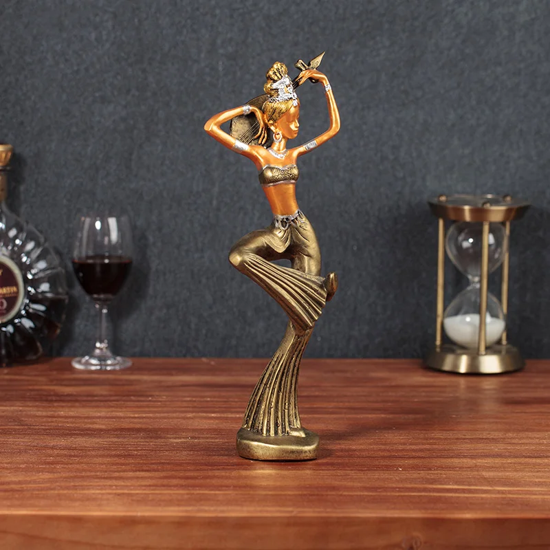 Exotic African Statue Retro Dai People Teenage Girl Art Sculpture Creative Resin Craft Desktop Office Decorations For Home R3416