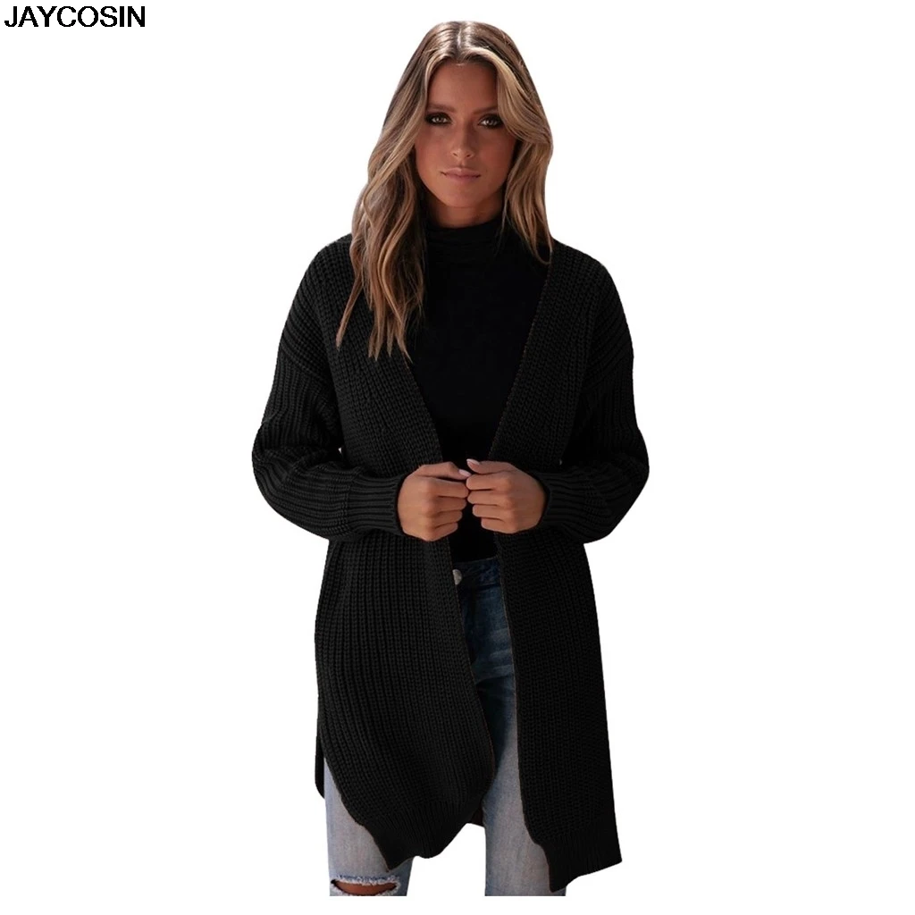 Зимний Кардиган JAYCOSIN 2019 пальто женский длинный однотонный кардиган оверсайз