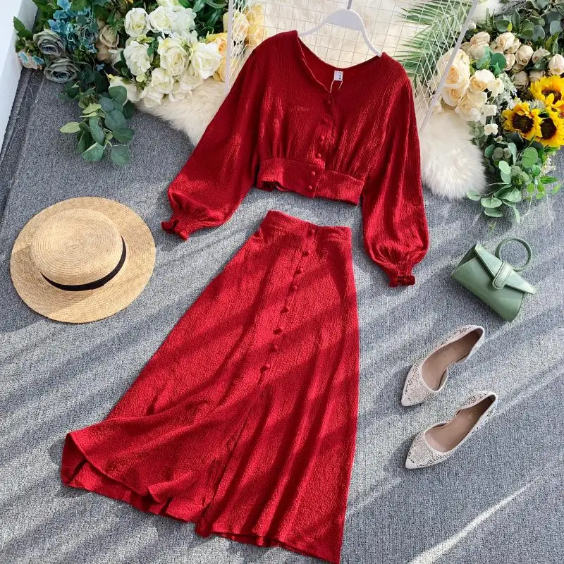 2019 Новый Модный женский комплект из двух предметов однотонный простой