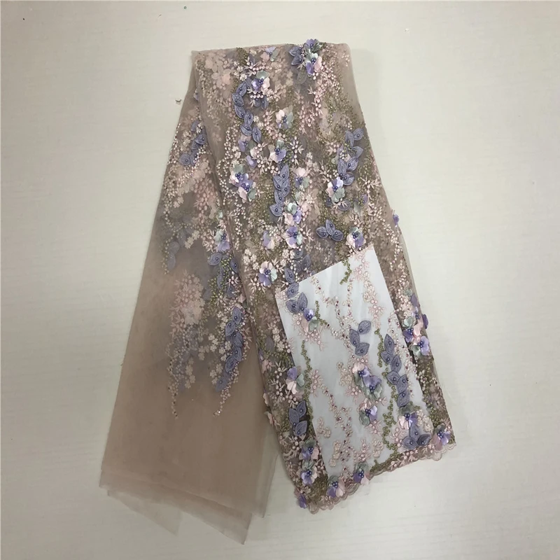 2018 African 3D Lace Fabrics Latest Style Ribbon Embroidered Tissue Gray Dress For Women Hk05-1 | Дом и сад