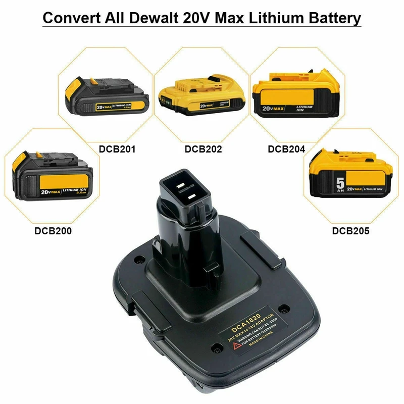 2 Pack DCA1820 Li-Ion Battery Adapter Converter for DEWALT 20V to 18V Max Lithium Ion Tools |