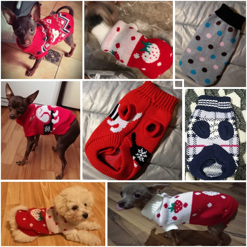 Рождественский свитер для собак пуловер щенков кошек наряды зимняя одежда