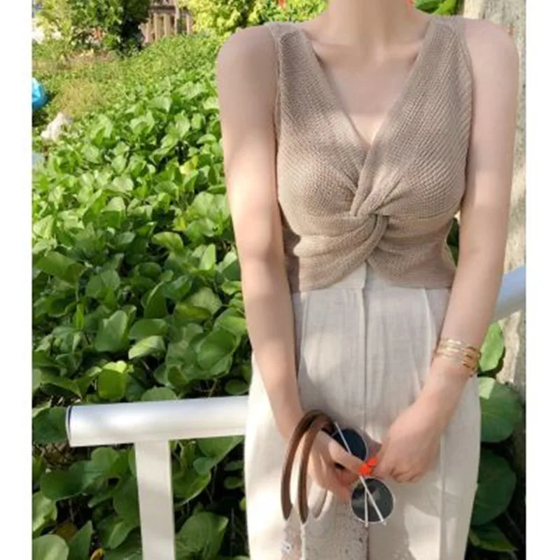 Майка женская трикотажная в Корейском стиле 3 цвета y2185 | Женская одежда