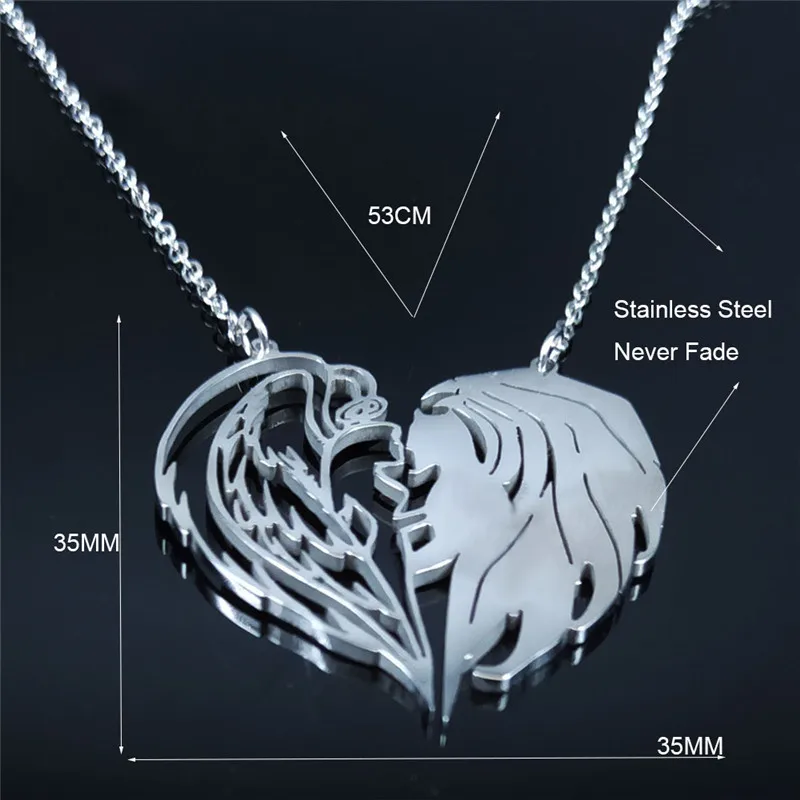 

2021 Satan and Angel Stainless Steel Necklace for Women/Men Silver Color Heart Chain Necklace Jewelry collier femme N1053S02