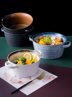 japanese bowl large ceramic bowl binaural soup bowl creative noodle bowl salad bowl household soup pot and tableware