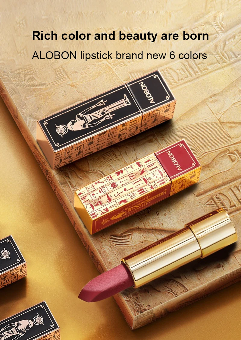

ALOBON 6 Color Velvet Soft Mist Lipstick Matte Non-drying Red Blood Orange Egyptian Style Waterproof Long Lasting Sexy Lipstick