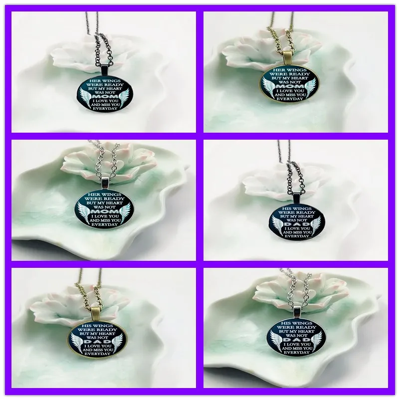 Ожерелье со стеклянной подвеской с надписью английская мама папа я тебя люблю