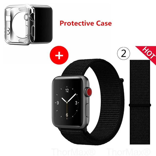 Нейлоновый спортивный бесшовный ремешок для наручных часов iwatch, 4 цвета, в полоску, легкий мягкий сплетенный ремешок для наручных часов Apple Watch 4 серии 3/2/1 38 мм 42 мм 40 мм 44 мм - Цвет ремешка: 2-All Black