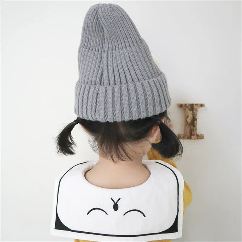 2019 зимние серые милые детские шапки с большими глазами теплые унисекс для