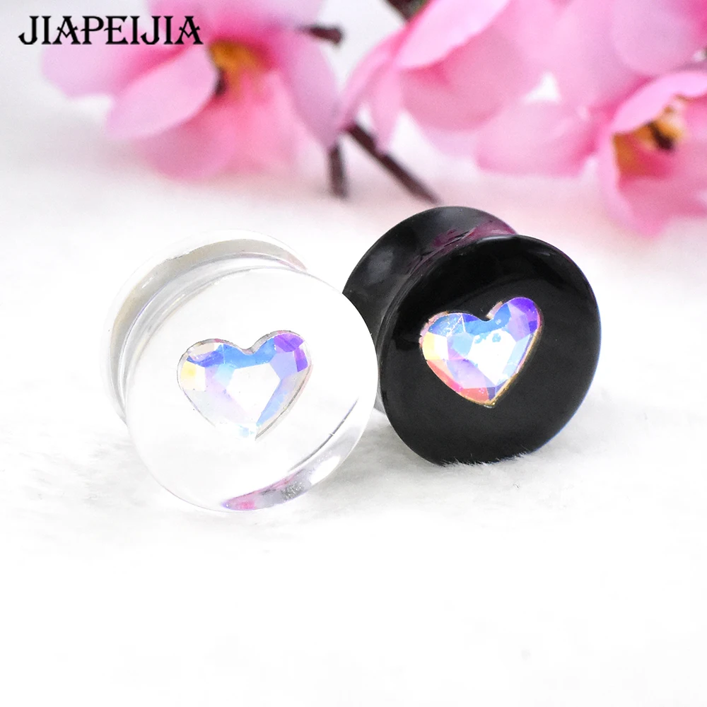 6-30mm Colorful Heart Ear Tunnels Gauge and Plugs Stretcher Acrylic Ear Expander Piercing Earring