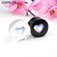 6 30mm colorful heart ear tunnels gauge and plugs stretcher acrylic ear expander piercing earring