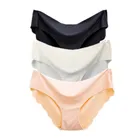 Однотонные женские бесшовные трусики, нижнее белье из ледяного шелка, стринги, трусики, сексуальное нижнее белье, трусы, хипстерское нижнее белье