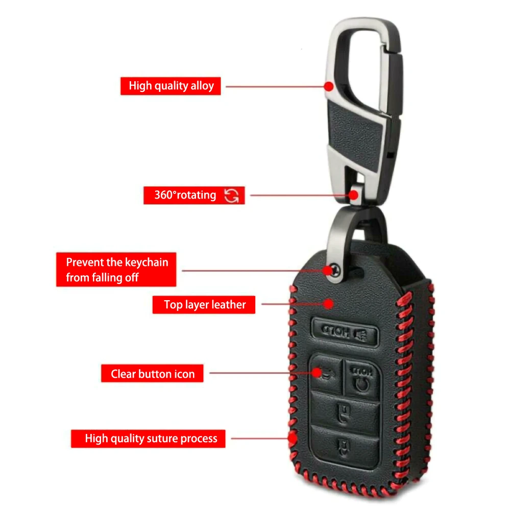 Чехол для автомобильного смарт ключа из натуральной кожи Honda Civic Accord Pilot CR V 2015 2016