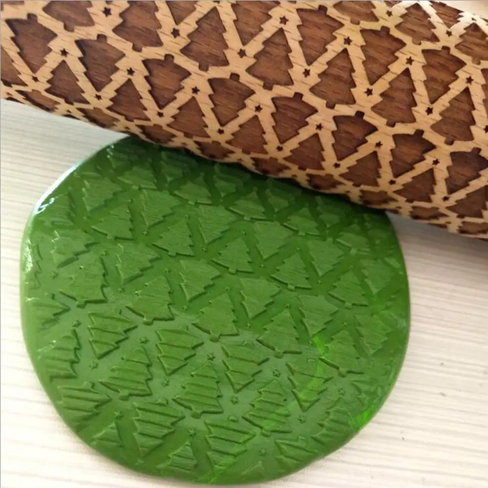 Рождество Дамасская тисненая Скалка морозный Узор Деревянные выпечки печенья