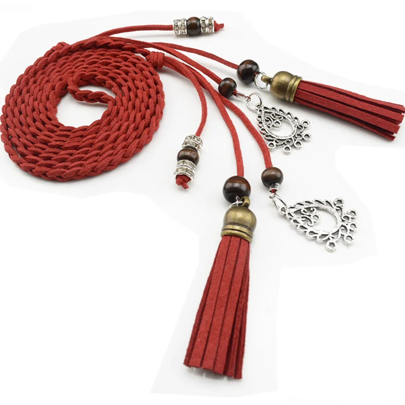 Новый дизайн женская мода тканая поясная веревка универсальное платье с