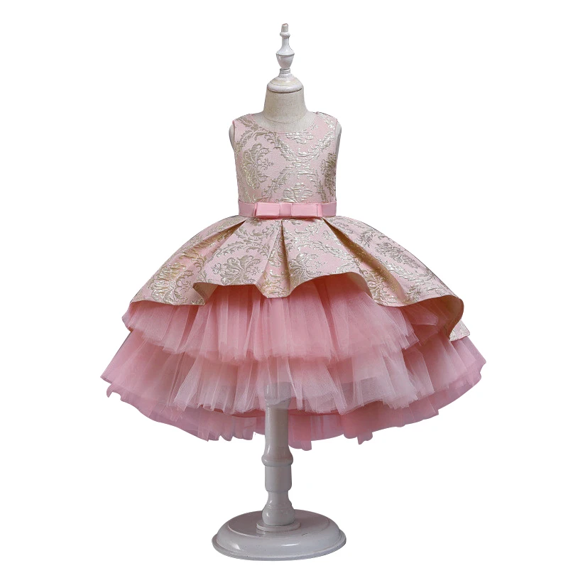 Платье для маленьких девочек жаккардовое платье принцессы с цветочным рисунком