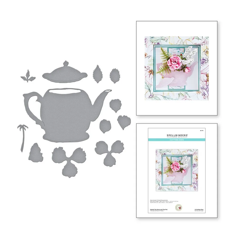 

Hybrid Tea Rose and Tea Pot Etched Arrival New Metal Cutting Dies Scrapbook Embossing Template Diy Greeting Card Handmade 2021