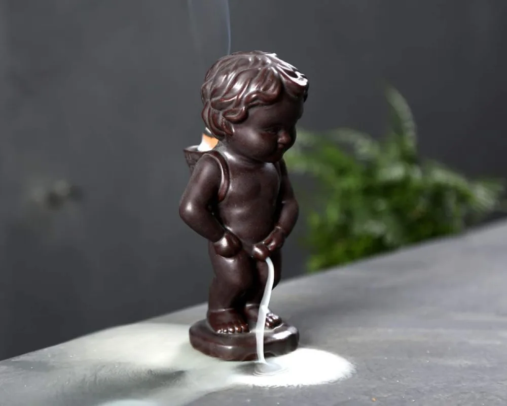 Курильница манекен мальчик с обратным потоком курильница керамическим ароматом