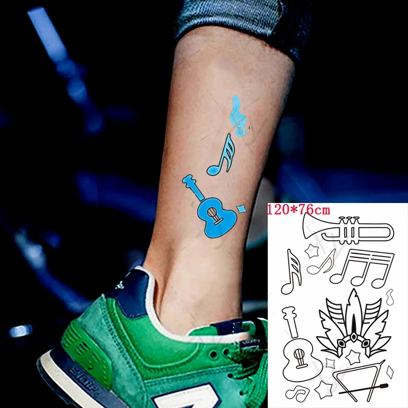 

Tattoo Stickers Luminous Kids Girl Temporary Fake Tattoos Glow Paste on Face Arm Leg for Children Body Art Note Star Sticker