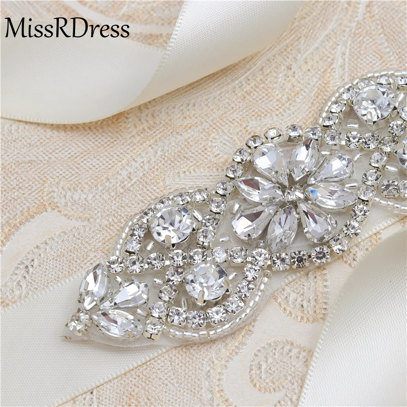 Женский ремень MissRDress с серебристыми кристаллами и стразами ручной работы JK818|wedding