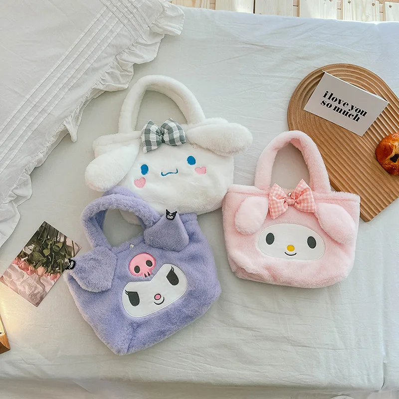 

Kuromi Sanrio Plush Bag Cinnamoroll My Melody Anime Cute Handbag Plush Backpack Stuffed Toy Shoulder Bag Kawaii Kt Cat Girl Gift