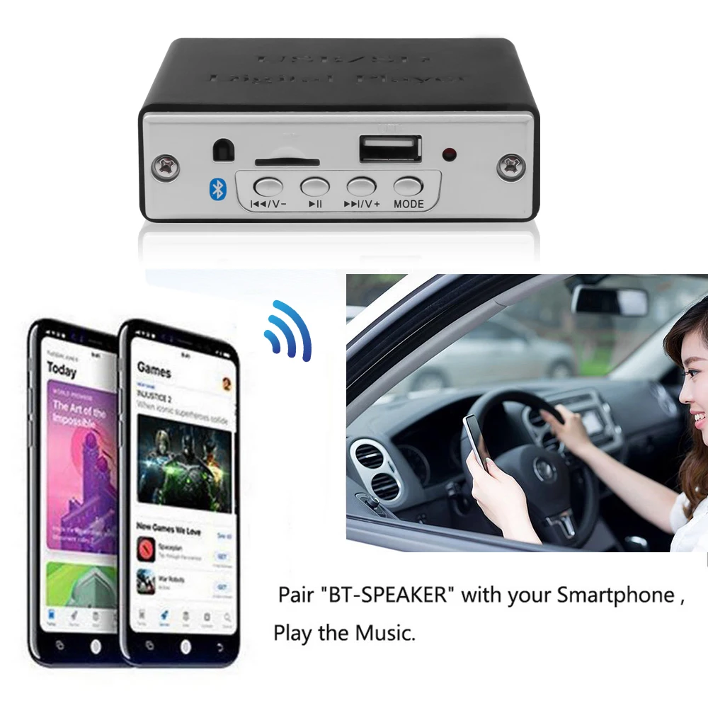 Автомобильная Плата декодера аудиосигнала Bluetooth с корпусом WMA 12 в MP3 аудиоплеер USB