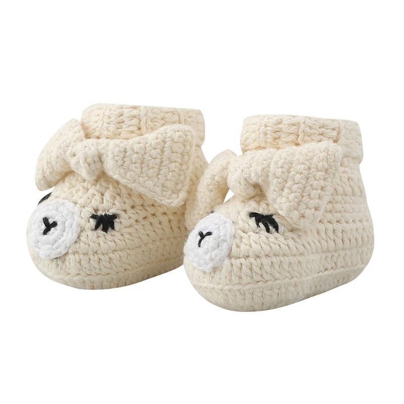 

N80C Comfortable Knitted Baby Shoes Indoor Walk ShoeHandmade Knitting Crochet Booties Infant Shoes Supplies