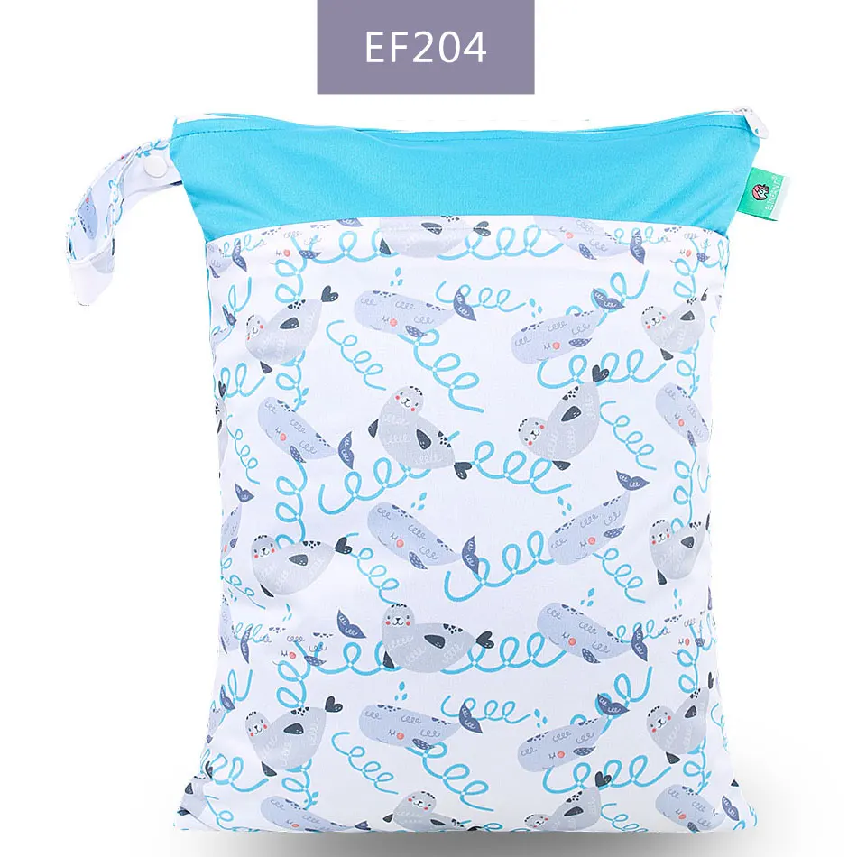 EF204-wet bag Elinfant 1 шт. многоразовая водонепроницаемая сумка для подгузников с модными принтами влажная сухая сумка для подгузников с двойным карманом тканевые сумки с ручками 30*40 см - Цвет: EF204-wet bag