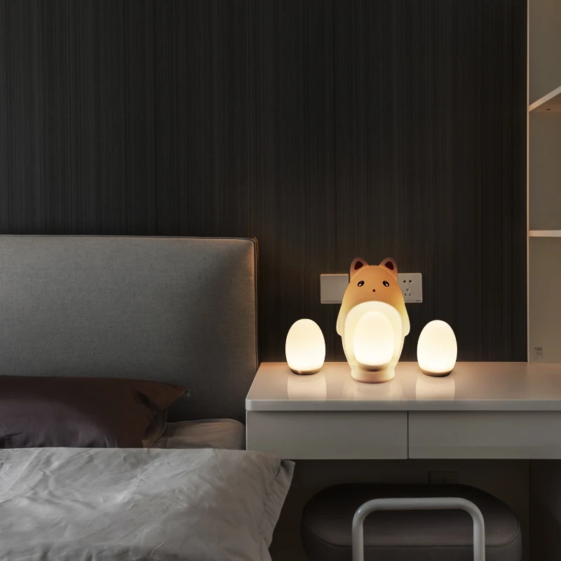 

Cute LED Night Light Silicone Touch Sensor Dinosaur Egg Night Lamp Kids Baby Bedroom Desktop Decor Ornaments USB Charger