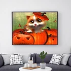 Алмазная живопись KAMY YI, кот, животное, вышивка крестиком, Хэллоуин, тыква, мозаика, украшение для дома, подарок