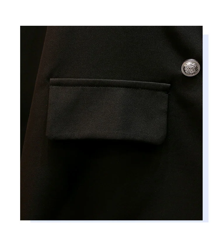 Женские блейзеры с двойной грудью модельные пальто черного цвета бусинами