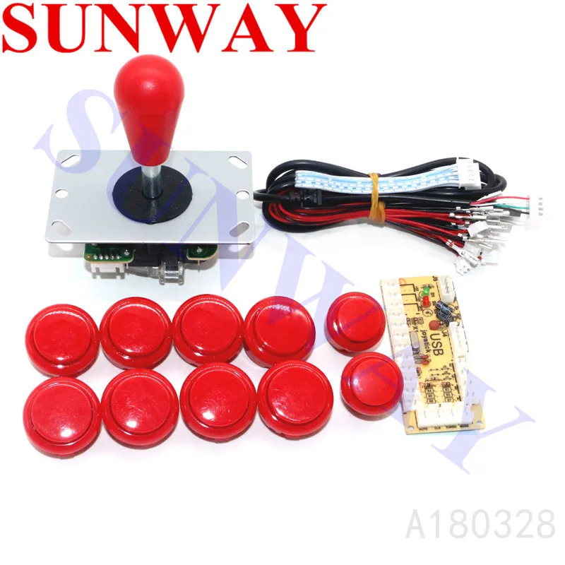 DIY аркадный джойстик набор ручек с 5pin аркадный джойстик+ 24 мм/30 мм аркадная Sanwa Нажимные кнопки и 1 плеер аркадный usb энкодер