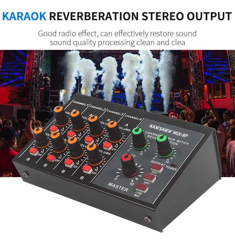 K-song черный микс-8 ревербератор 8-полосный ревербератор мини-кабель микшер микрофон расширитель реверберации микрофон