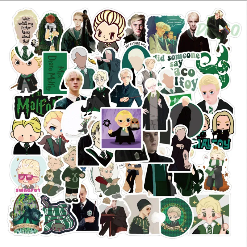 

100 pcs mixed Draco Malfoy Graffiti Waterproof Skateboard Travel Suitcase Phone Laptop Luggage Stickers Cute Kids Girl Toys