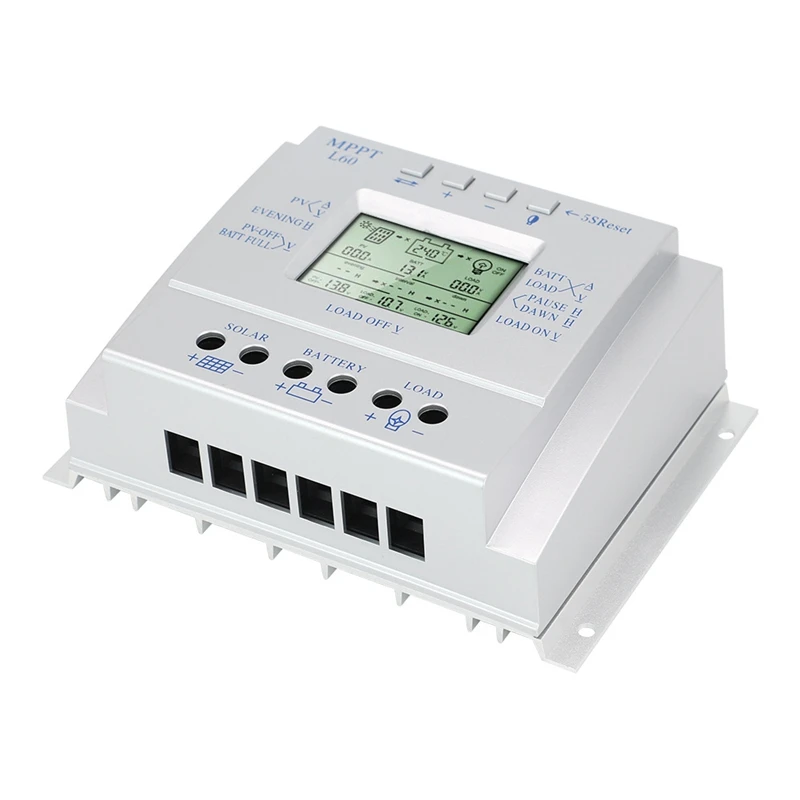 

60A Solar Charge Controller LCD Display Solar Regulator 12V 24V with Light and Timer Control for MPPT