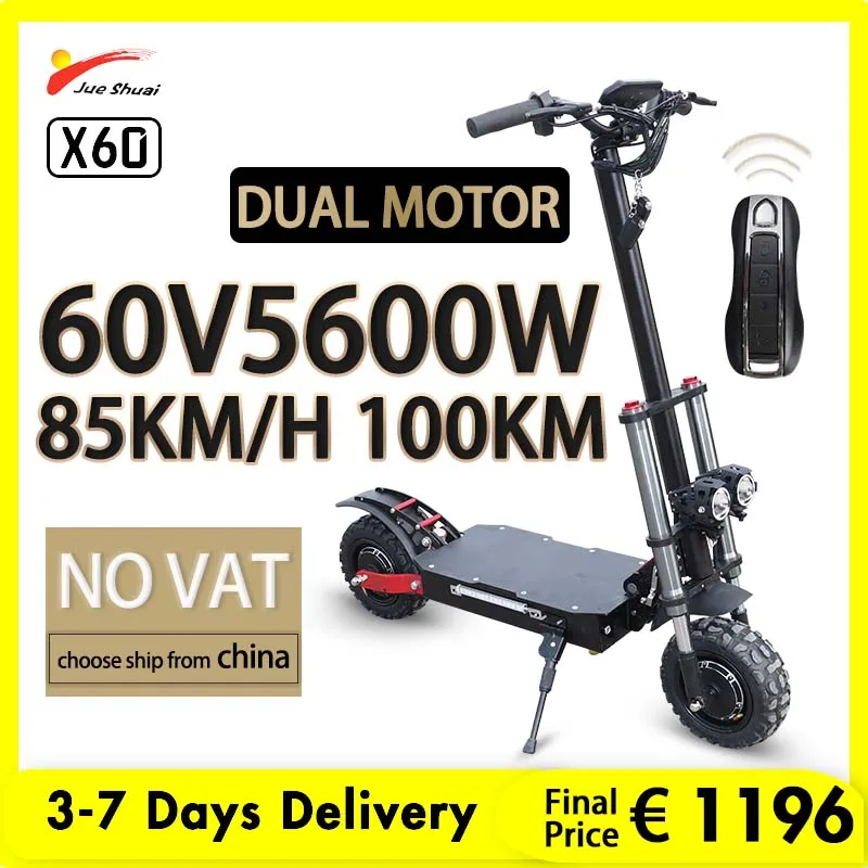 

Jueshuai X60 5600W Dual Motor Electric Scooter 85KM/H Max Speed Folding E Scooter 11 Inch Tire Patinete Elétrico EU STOCK