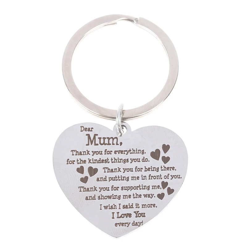 

Heart Shaped Engraved Letters Keychain Love Pendant To Best Mum， Mother's Day Gift Thanksgiving Gift Jewelry Keychain