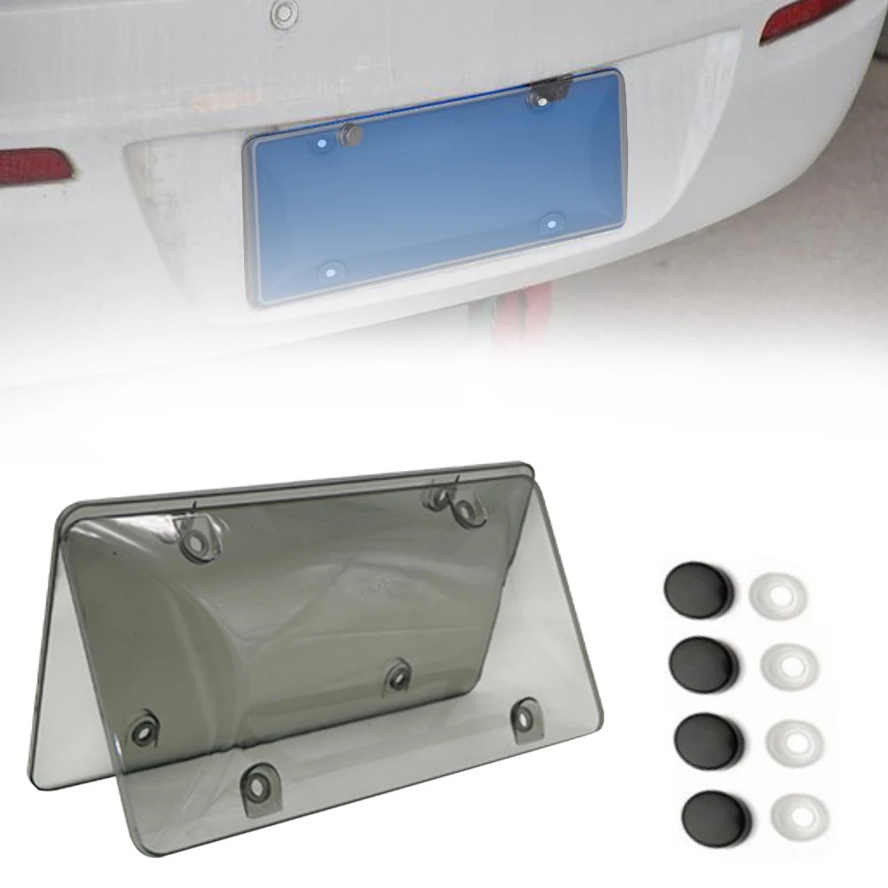 

1Pair Tinted License Plate Covers Frame Shield Clear Smoky Gray License Plate Shields With Screws