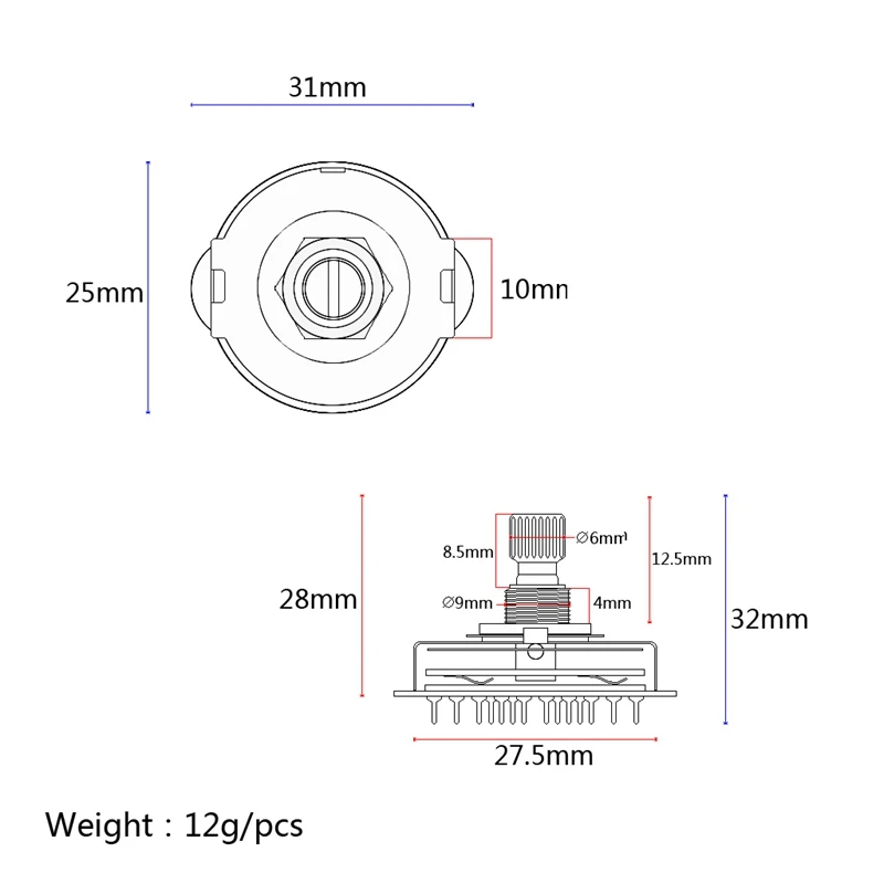 

2PCS Rotary Switch Selector 2-Pole 6-Position Guitar Amplifier Rotary Switch Accessary
