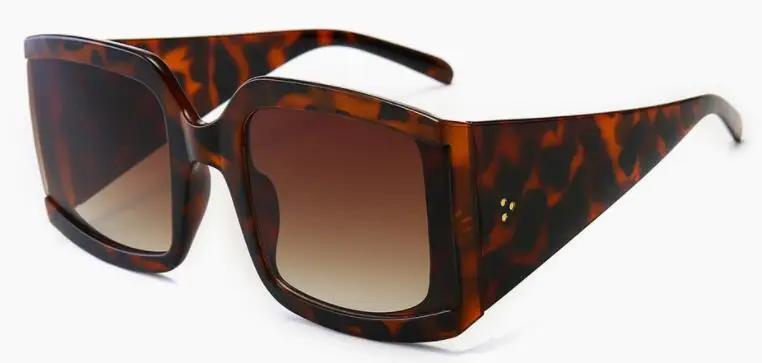 leopard tea Широкие черные негабаритные солнцезащитные очки Женская мода новые большие квадратные солнцезащитные очки для женщин итальянские брендовые дизайнерские очки UV400 - Цвет линз: leopard tea