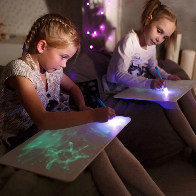 

1PC A4 A5 LED Luminous Drawing Board Graffiti Doodle Drawing Tablet Magic Draw With Light-Fun Fluorescent Pen Educational Toy