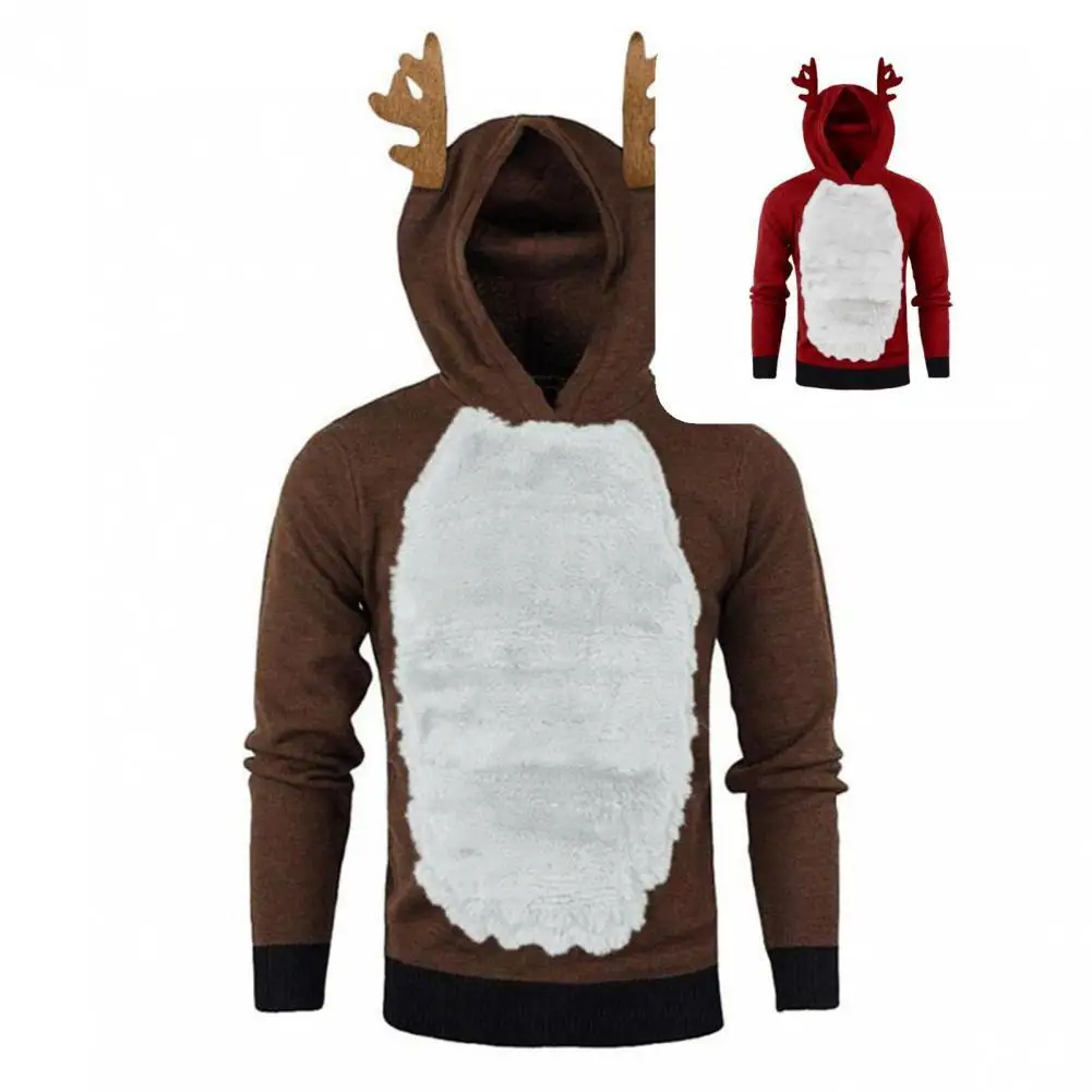 

Худи для веселья, Мужская толстовка, олени, уши, яркие милые худи для рождественской вечеринки