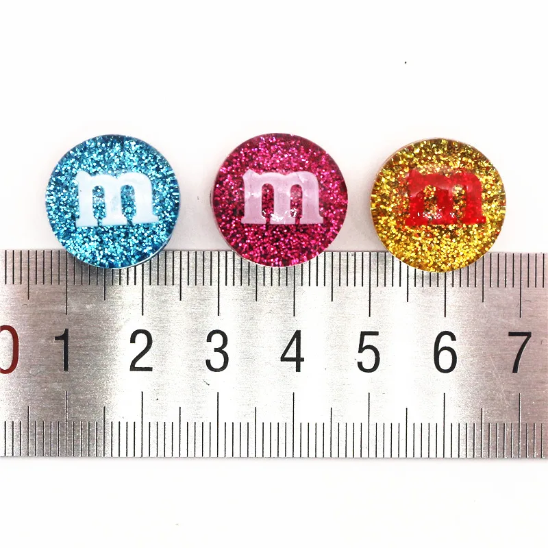 Dazzle Color Glitter M Bean Shoe Accessories 2020 Novel Shoe Buckle Charms Resin Croc Shoe Decoration fit jibz Kids Party Gifts