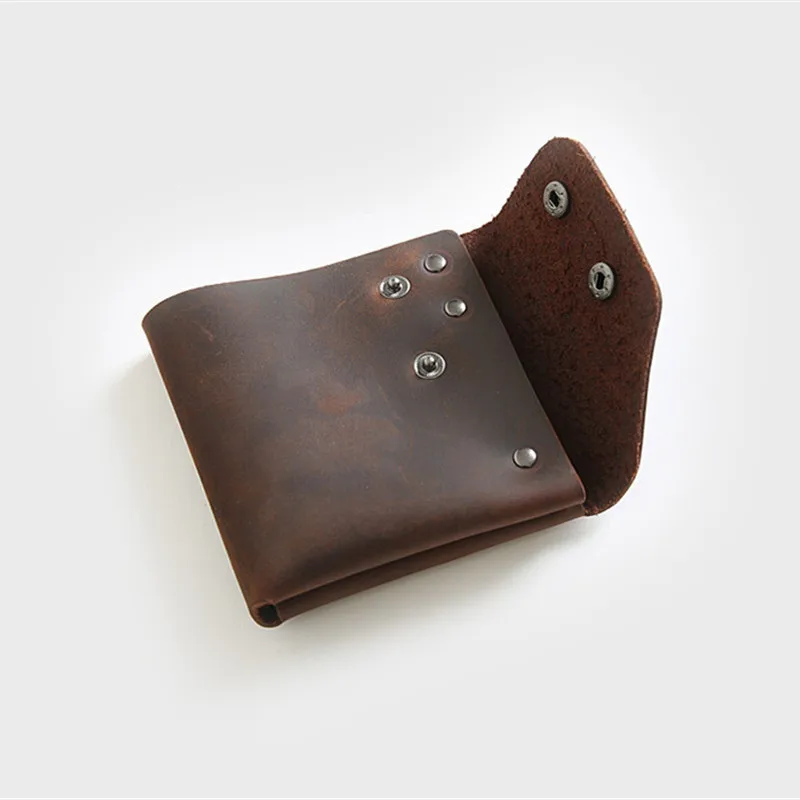 Винтажный маленький кошелек для мелочи мужской бумажник из натуральной кожи